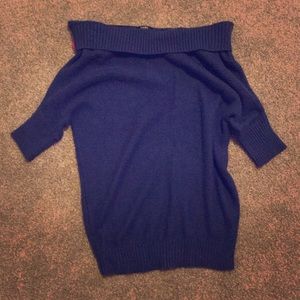 blue off shoulder sweater